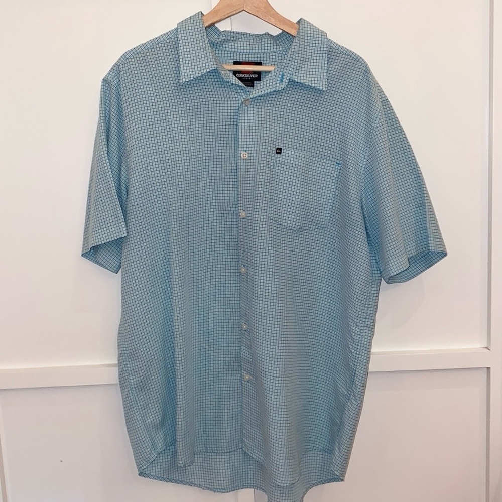 Men's Shirt Quiksilver Button Up Shirt for Men Plaid Large- PreOwned